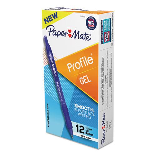 Profile Gel Pen, Retractable, Bold 1 mm, Blue Ink, Translucent Blue Barrel, Dozen. Picture 2