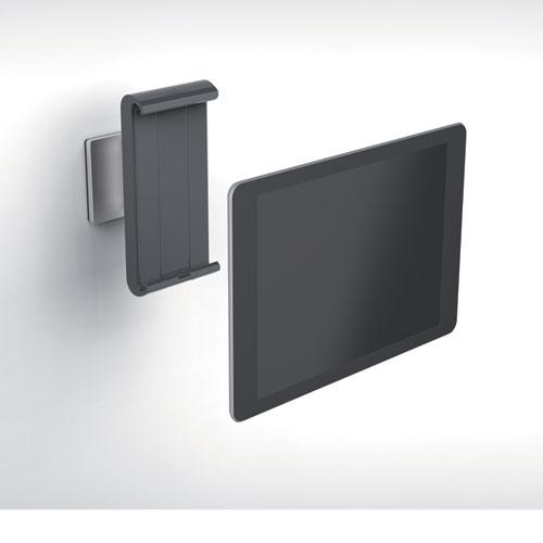 Wall-Mounted Tablet Holder, Silver/Charcoal Gray. Picture 1