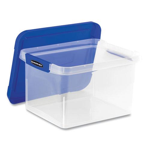 Heavy Duty Plastic File Storage, Letter/Legal Files, 14" x 17.38" x 10.5", Clear/Blue, 2/Pack. Picture 1