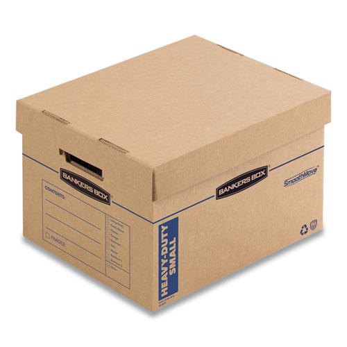 SmoothMove Maximum Strength Moving Boxes, Half Slotted Container (HSC), Small, 15" x 15" x 12", Brown/Blue, 8/Pack. Picture 1