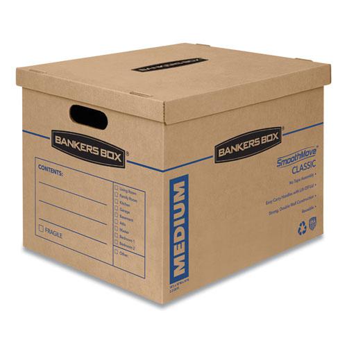 SmoothMove Classic Moving/Storage Boxes, Half Slotted Container (HSC), Medium, 15" x 18" x 14", Brown/Blue, 8/Carton. Picture 1
