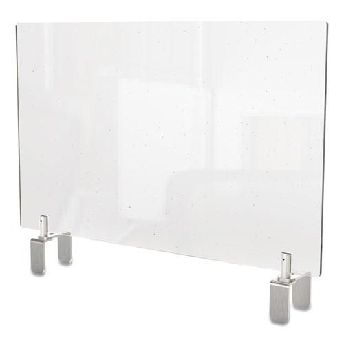 Clear Partition Extender with Attached Clamp, 36 x 3.88 x 18, Thermoplastic Sheeting. Picture 1