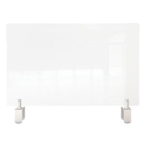 Clear Partition Extender with Attached Clamp, 29 x 3.88 x 18, Thermoplastic Sheeting. Picture 2