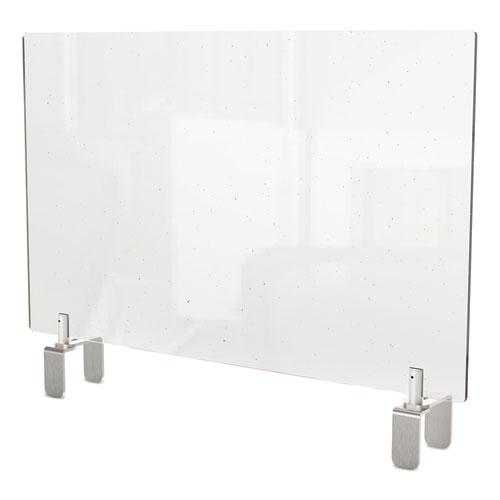 Clear Partition Extender with Attached Clamp, 36 x 3.88 x 24, Thermoplastic Sheeting. Picture 1