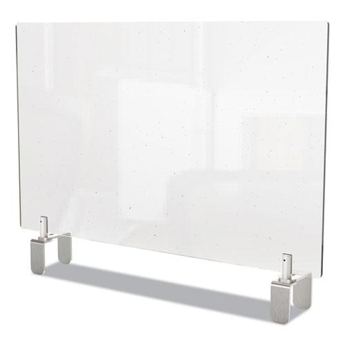 Clear Partition Extender with Attached Clamp, 42 x 3.88 x 30, Thermoplastic Sheeting. The main picture.