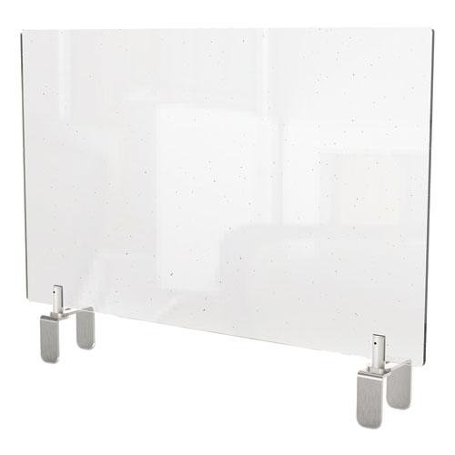 Clear Partition Extender with Attached Clamp, 29 x 3.88 x 24, Thermoplastic Sheeting. Picture 1