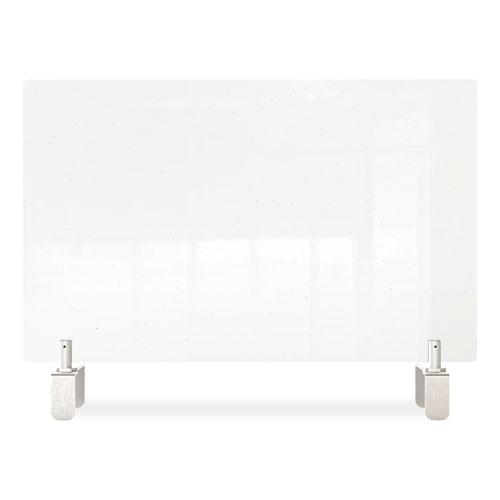 Clear Partition Extender with Attached Clamp, 42 x 3.88 x 24, Thermoplastic Sheeting. Picture 3