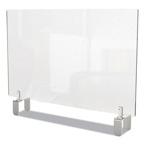 Clear Partition Extender with Attached Clamp, 42 x 3.88 x 24, Thermoplastic Sheeting. Picture 1