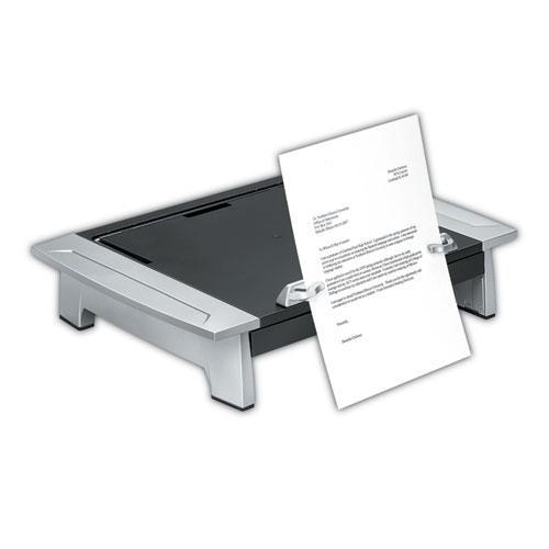 Office Suites Monitor Riser Plus, 19.88" x 14.06" x 4" to 6.5", Black/Silver, Supports 80 lbs. Picture 3