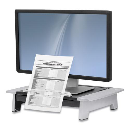 Office Suites Monitor Riser Plus, 19.88" x 14.06" x 4" to 6.5", Black/Silver, Supports 80 lbs. Picture 2
