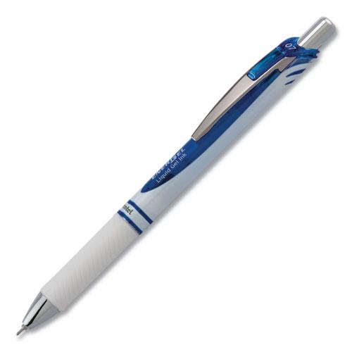 EnerGel Pearl Gel Pen, Retractable, Medium 0.7 mm, Blue Ink, White/Blue Barrel, Dozen. Picture 3