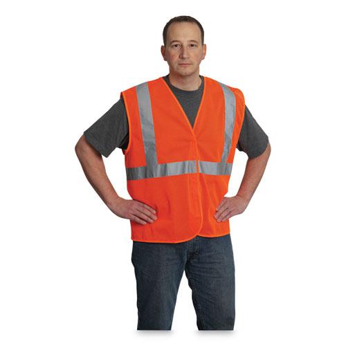 ANSI Class 2 Hook and Loop Safety Vest, Large, Hi-Viz Orange. Picture 1