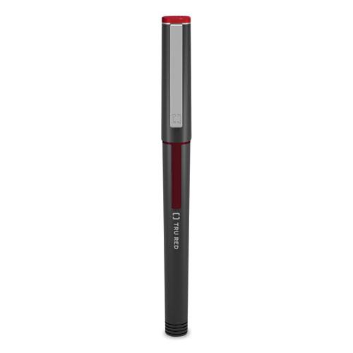 Roller Ball Pen, Stick, Fine 0.5 mm, Red Ink, Black Barrel, Dozen. Picture 2