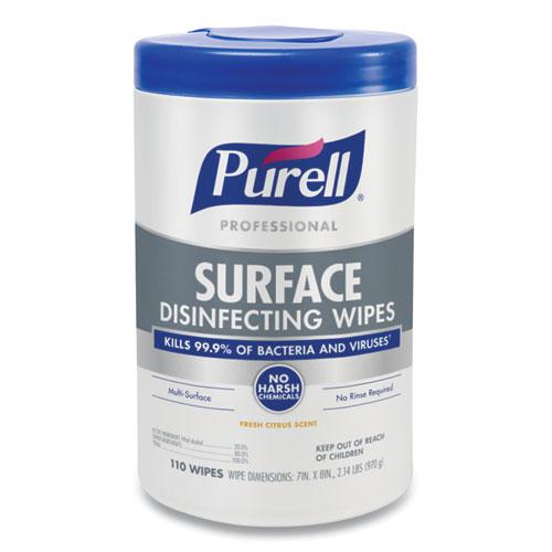 Professional Surface Disinfecting Wipes, 1-Ply, 7 x 8, Fresh Citrus, White, 110/Canister, 6 Canisters/Carton. Picture 7