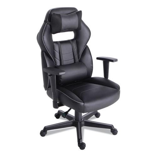 Racing Style Ergonomic Gaming Chair, Supports 275 lb, 15.91" to 19.8" Seat Height, Black/Gray Trim Seat/Back, Black/Gray Base. Picture 1