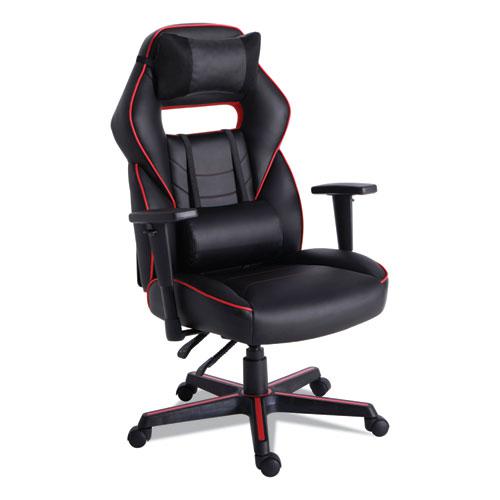 Racing Style Ergonomic Gaming Chair, Supports 275 lb, 15.91" to 19.8" Seat Height, Black/Red Trim Seat/Back, Black/Red Base. Picture 1