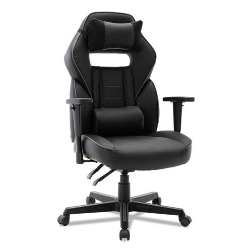 Racing Style Ergonomic Gaming Chair, Supports 275 lb, 15.91" to 19.8" Seat Height, Black/Gray Trim Seat/Back, Black/Gray Base. Picture 3
