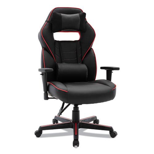 Racing Style Ergonomic Gaming Chair, Supports 275 lb, 15.91" to 19.8" Seat Height, Black/Red Trim Seat/Back, Black/Red Base. Picture 4