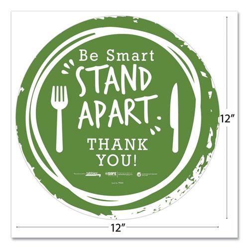 BeSafe Messaging Floor Decals, Be Smart Stand Apart; Knife/Fork; Thank You, 12" Dia., Green/White, 6/Carton. Picture 5