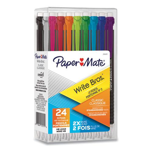 Write Bros Mechanical Pencil, 0.7 mm, HB (#2), Black Lead, Assorted Barrel Colors, 24/Pack. Picture 1
