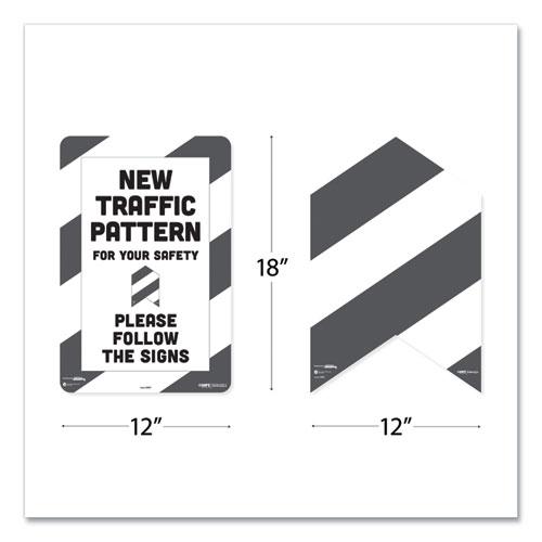 BeSafe Carpet Decals, New Traffic Pattern For Your Safety; Please Follow The Signs, 12 x 18, White/Gray, 7/Pack. Picture 4