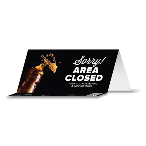 BeSafe Messaging Table Top Tent Card, 8 x 3.87, Sorry! Area Closed Thank You For Keeping A Safe Distance, Black, 10/Pack. Picture 4