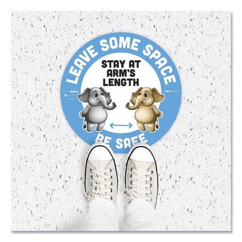 BeSafe Messaging Education Floor Signs, Leave Some Space; Stay At Arms Length; Be Safe, 12" dia, White/Blue, 6/Pack. Picture 5