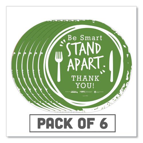 BeSafe Messaging Floor Decals, Be Smart Stand Apart; Knife/Fork; Thank You, 12" Dia., Green/White, 6/Carton. Picture 1