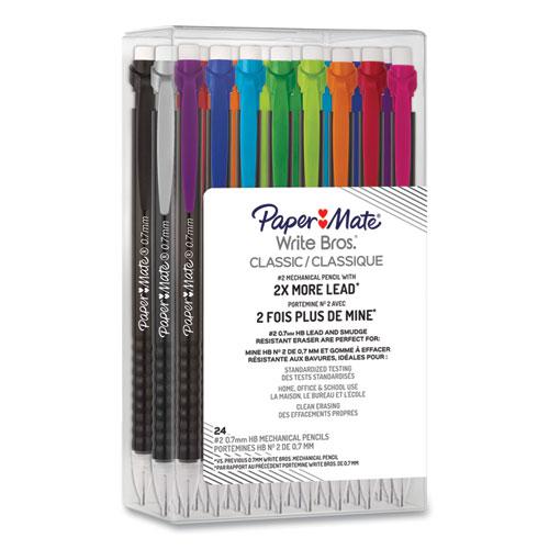 Write Bros Mechanical Pencil, 0.7 mm, HB (#2), Black Lead, Assorted Barrel Colors, 24/Pack. Picture 3