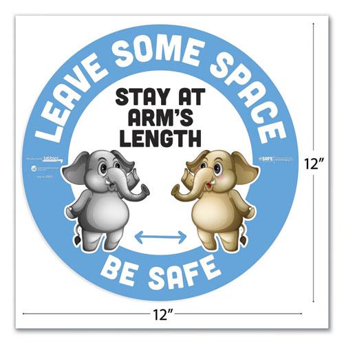 BeSafe Messaging Education Floor Signs, Leave Some Space; Stay At Arms Length; Be Safe, 12" dia, White/Blue, 6/Pack. Picture 7