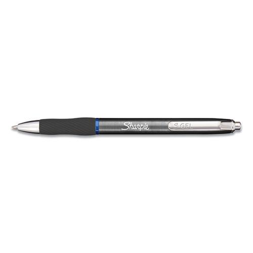 S-Gel Premium Metal Barrel Gel Pen, Retractable, Medium 0.7 mm, Blue Ink, Gun Metal Gray Barrel, Dozen. Picture 2