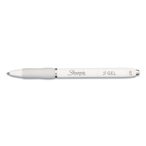 S-Gel Fashion Barrel Gel Pen, Retractable, Medium 0.7 mm, Black Ink, Pearl White Barrel, Dozen. Picture 1