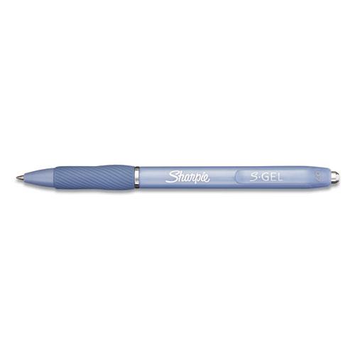 S-Gel Fashion Barrel Gel Pen, Retractable, Medium 0.7 mm, Black Ink, Frost Blue Barrel, Dozen. Picture 1