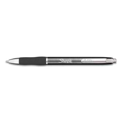 S-Gel Premium Metal Barrel Gel Pen, Retractable, Medium 0.7 mm, Black Ink, Gun Metal Gray Barrel, Dozen. Picture 2