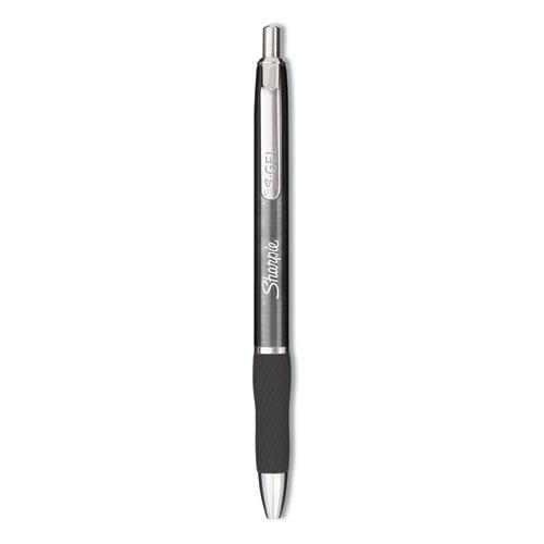 S-Gel Premium Metal Barrel Gel Pen, Retractable, Medium 0.7 mm, Black Ink, Gun Metal Gray Barrel, Dozen. Picture 1