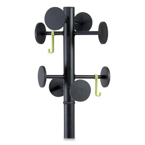 Stan3 Steel Coat Rack, Stand Alone Rack, Eight Knobs, 15w x 15d x 69.3h, Black. Picture 10
