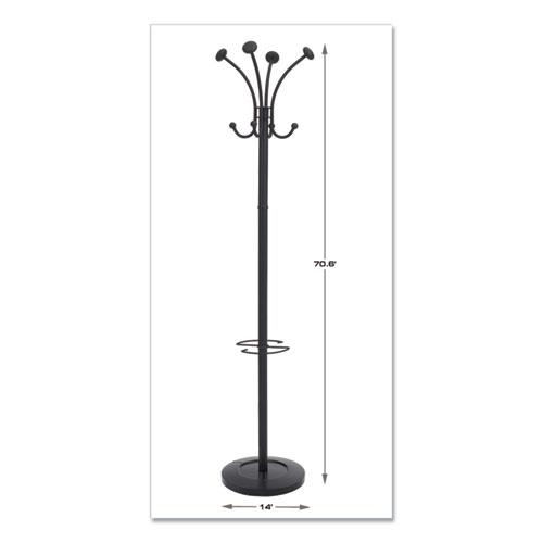 Viena Coat Stand, Eight Knobs, Steel, 16w x 16d x 70.5h, Black. Picture 3