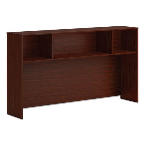 Mod Desk Hutch, 3 Compartments, 72w x 14d x 39.75h, Traditional Mahogany. Picture 1