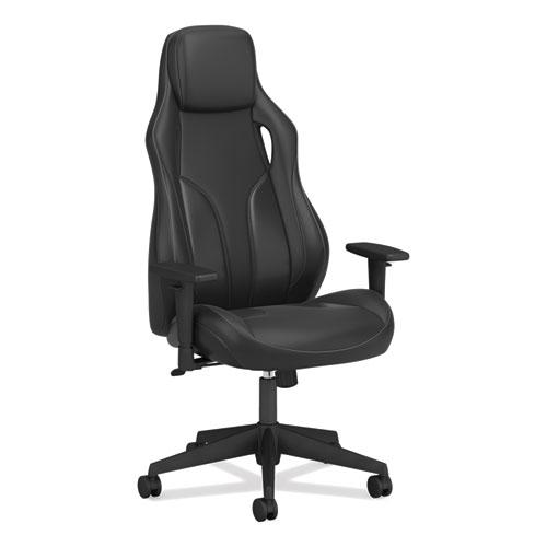 Ryder Executive High-Back Leather Chair, Supports Up to 250 lb, 18.9" Seat Height, Black. Picture 1