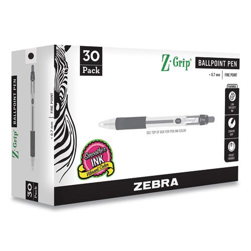 Z-Grip Ballpoint Pen, Retractable, Medium 0.7 mm, Black Ink, Clear/Black Barrel, 30/Pack. Picture 2