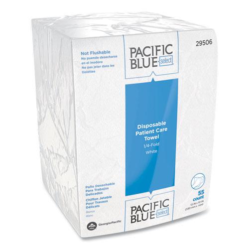 Pacific Blue Select Disposable Patient Care Washcloths, 1-Ply, 10 x 13, Unscented, White, 55/Pack, 24 Packs/Carton. Picture 1