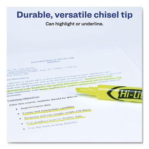 HI-LITER Desk-Style Highlighters, Fluorescent Yellow Ink, Chisel Tip, Yellow/Black Barrel, 200/Box. Picture 10