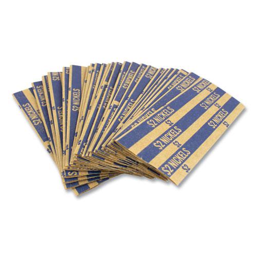 Flat Tubular Coin Wrap, Nickels, $2.00, Blue, 1,000/Box. Picture 1