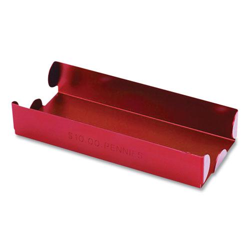Metal Coin Tray, Pennies, Stackable, 3.5 x 10 x 1.75, Red. Picture 1