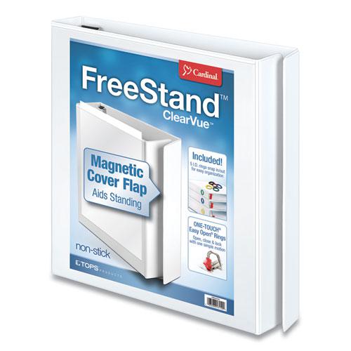 FreeStand Easy Open Locking Slant-D Ring Binder, 3 Rings, 1" Capacity, 11 x 8.5, White. Picture 1
