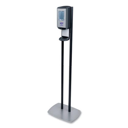 CS6 Hand Sanitizer Floor Stand with Dispenser, 1,200 mL, 13.5 x 5 x 28.5, Graphite/Silver. Picture 1