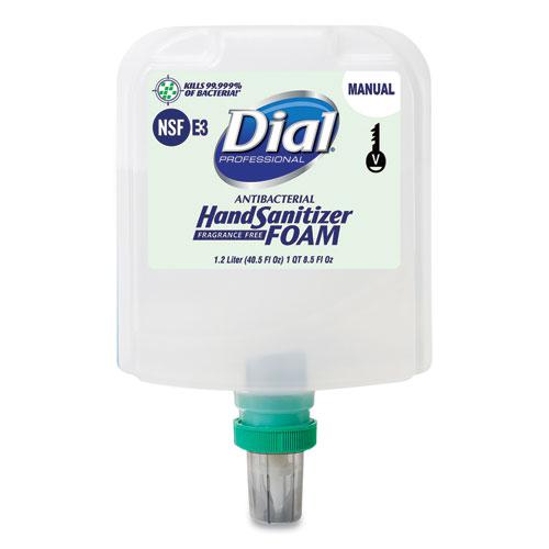 Antibacterial Foaming Hand Sanitizer Refill for Dial 1700 V Dispenser, Fragrance-Free, 1.2 L, 3/Carton. Picture 1