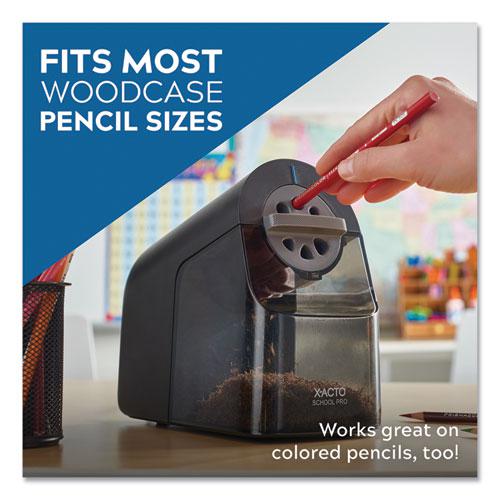 Model 1670 School Pro Classroom Electric Pencil Sharpener, AC-Powered, 4 x 7.5 x 7.5, Black/Gray/Smoke. Picture 7