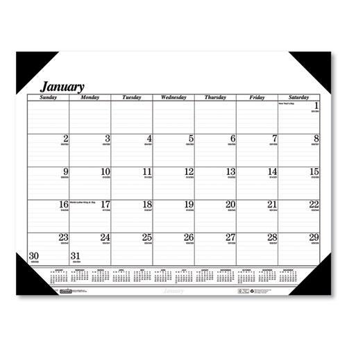 Recycled One-Color Dated Monthly Desk Pad Calendar, 18.5 x 13, White Sheets, Black Binding/Corners,12-Month (Jan-Dec): 2024. Picture 1