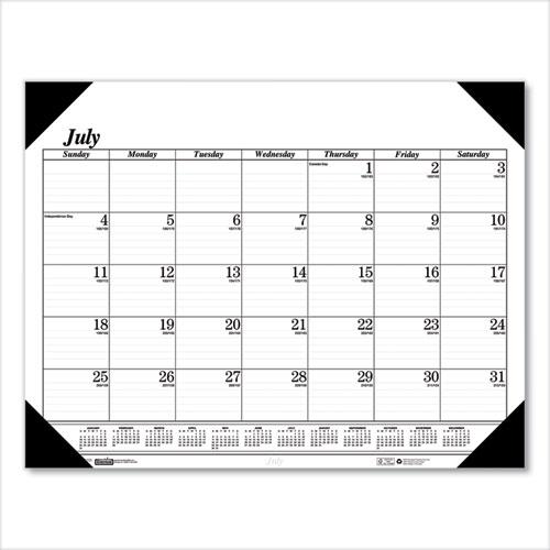Recycled Economy Academic Desk Pad Calendar, 22 x 17, White/Black Sheets, Black Binding/Corners,14-Month(July-Aug): 2024-2025. Picture 1